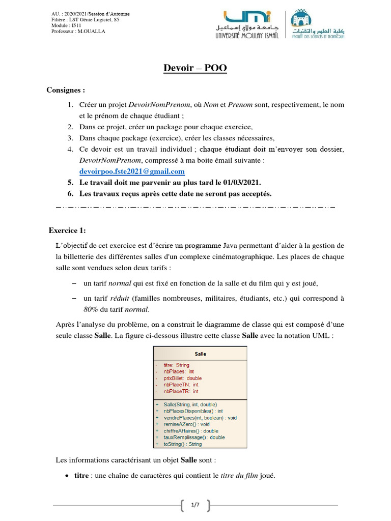 Devoir POO : Gestion Billetterie et Comptes | PDF | Banques | Génie ...