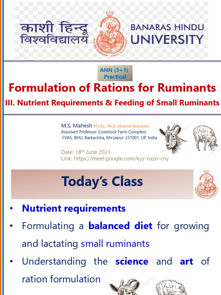 3. Ration Formulation - 18.06.2021 | PDF | Food Industry | Nutrition