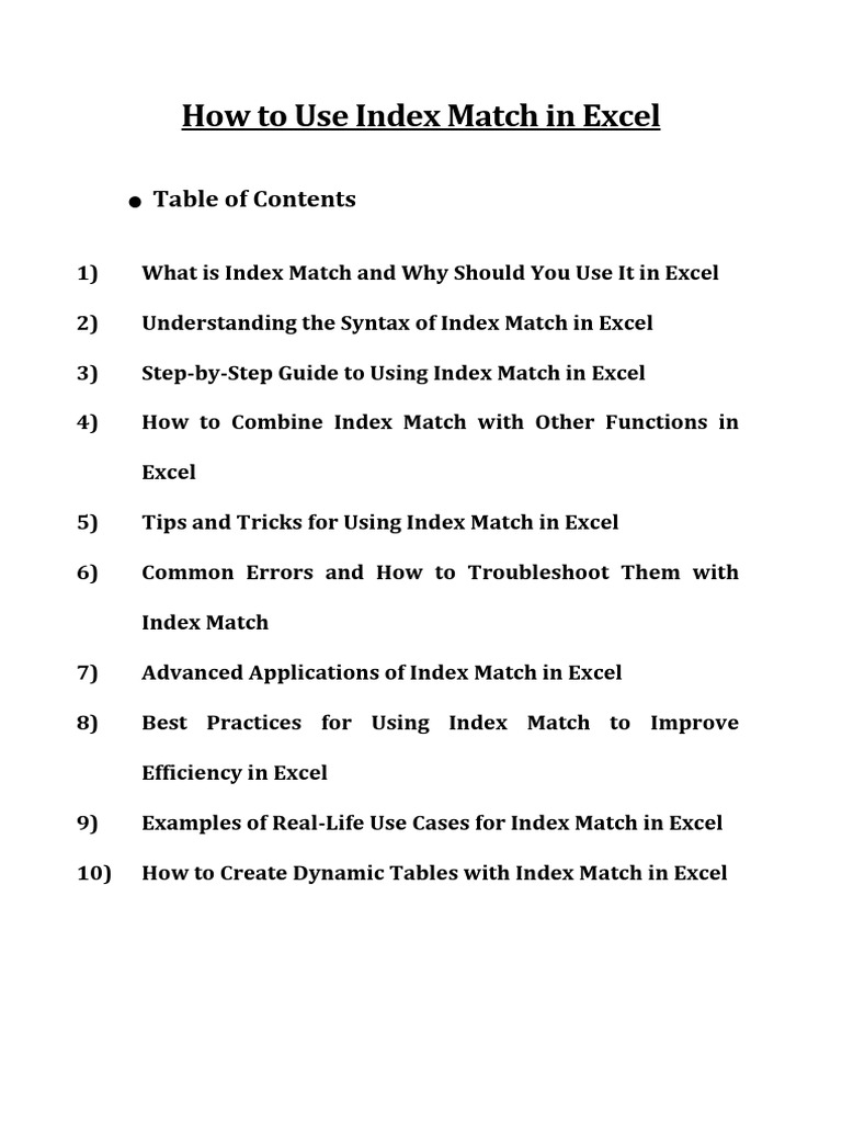 How to use index match in excel pdf microsoft excel software