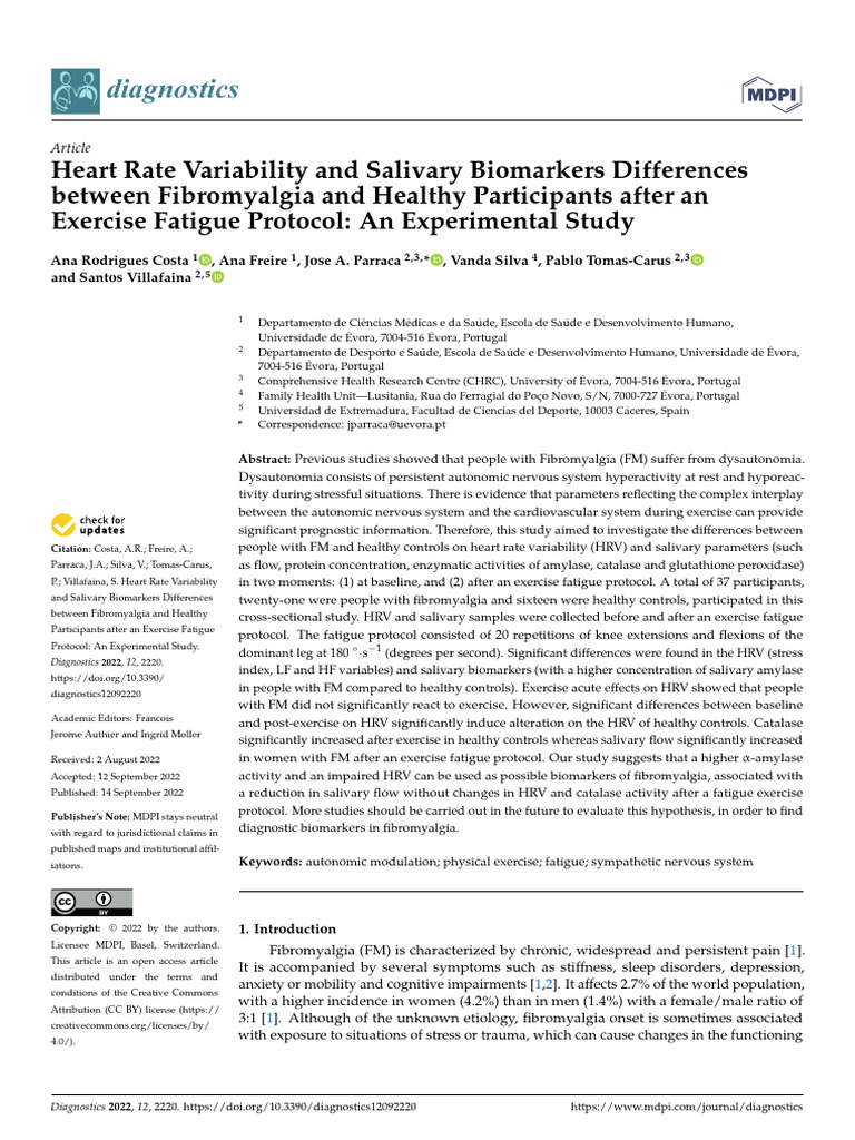 Heart Rate Variability and Salivary Biomarkers Differences | PDF ...