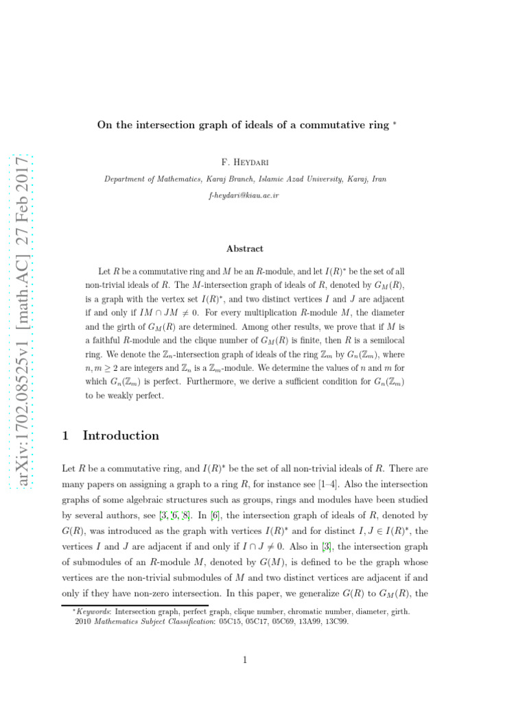 On the intersection graph of ideals of a commutative ring pdf