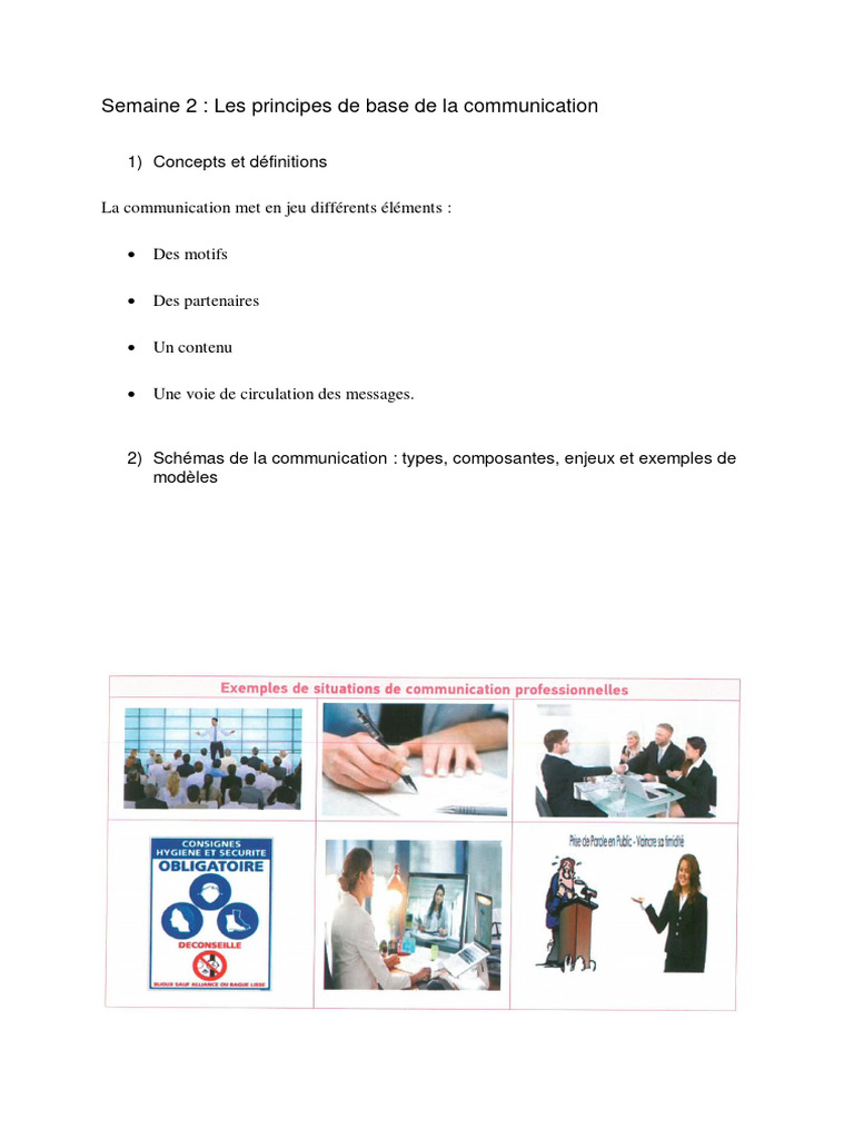 Principes de base de la communication | PDF