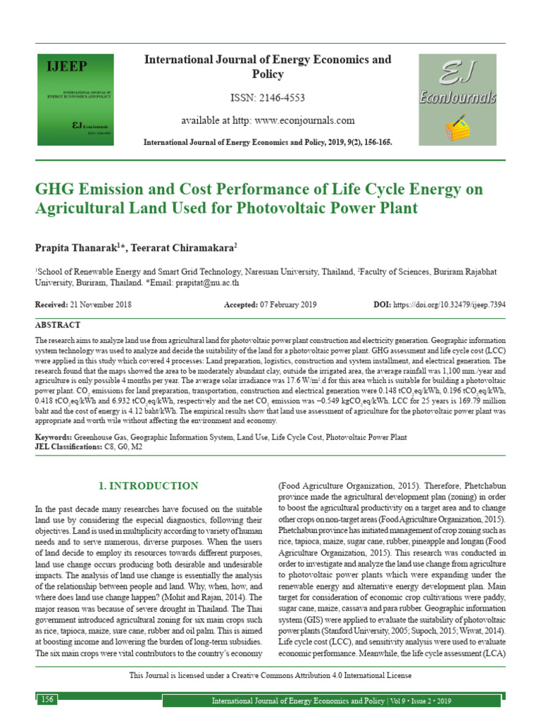 GHG Emissions in PV Power Plant Land Use | PDF | Life Cycle Assessment ...