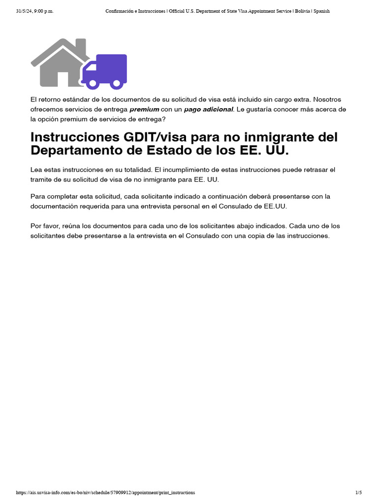 Confirmaci n e instrucciones official u s department of state visa