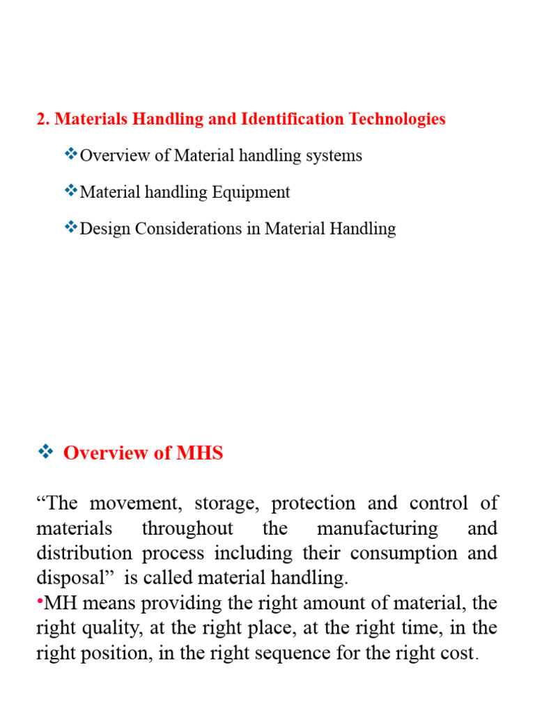 Material Handling Systems Overview | PDF | Warehouse | Crane (Machine)