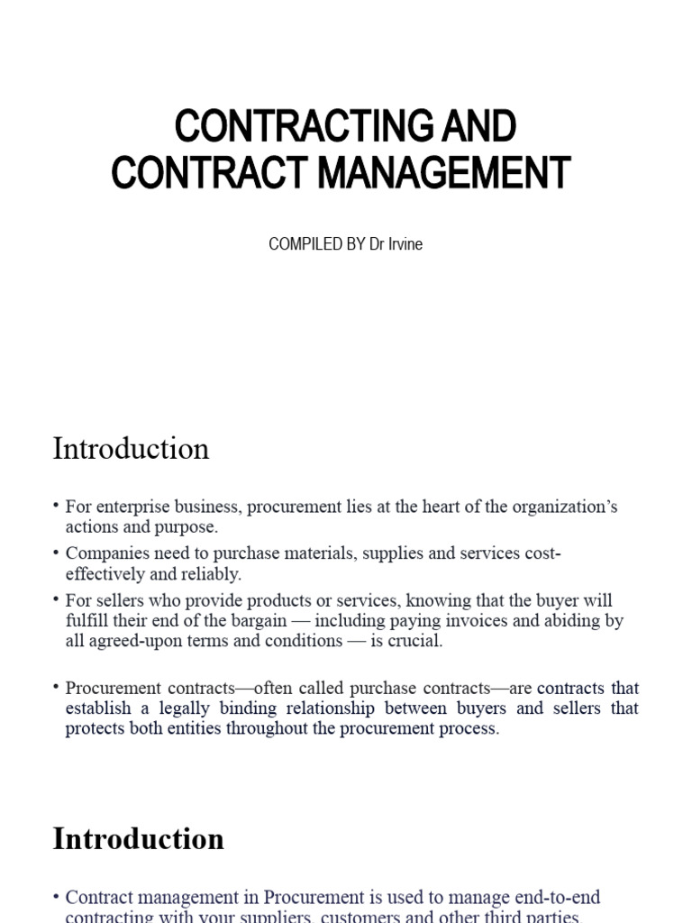 Contract Management in Procurement Guide | PDF | Procurement | Employment