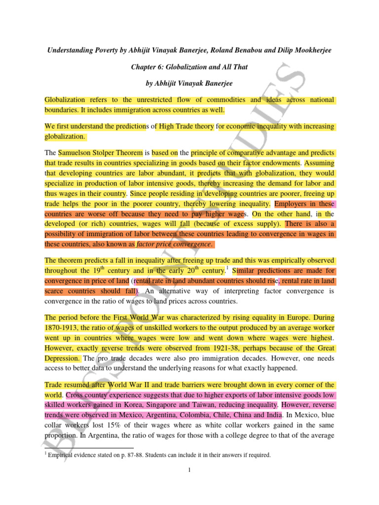 Globalization and All That Abhijit Vinayak Banerjee PDF Labour