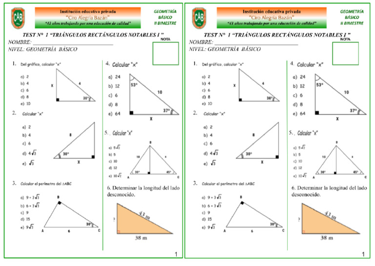 TEST Geometria BASICO | PDF