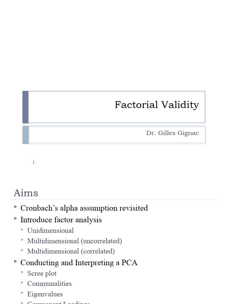 Understanding Factorial Validity | PDF | Factor Analysis | Statistical ...
