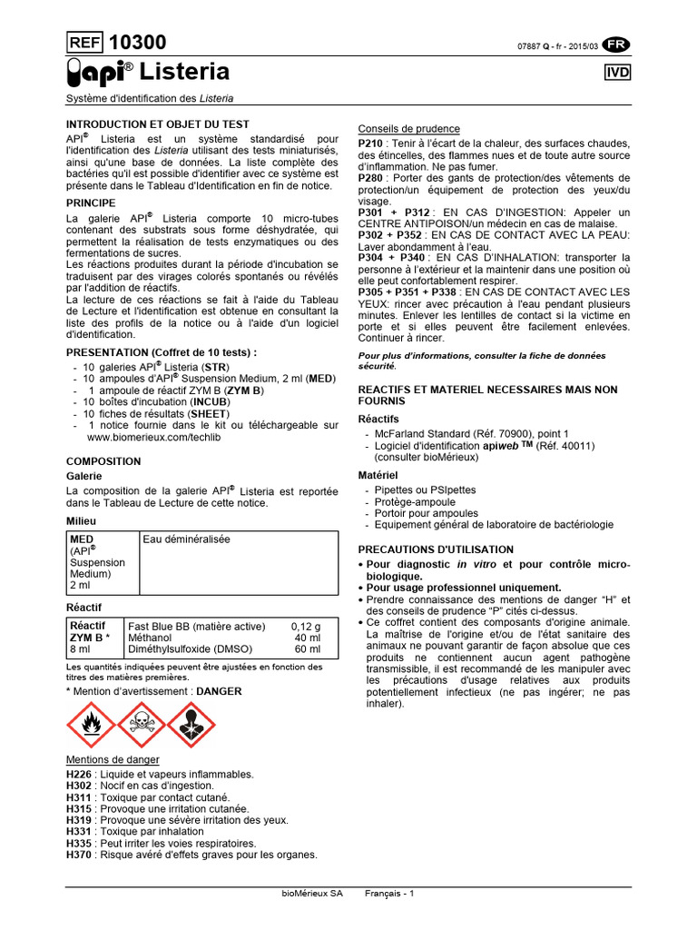 Om Biomerieux Test-Kits Ot-10300 Package Insert 10300 | PDF ...