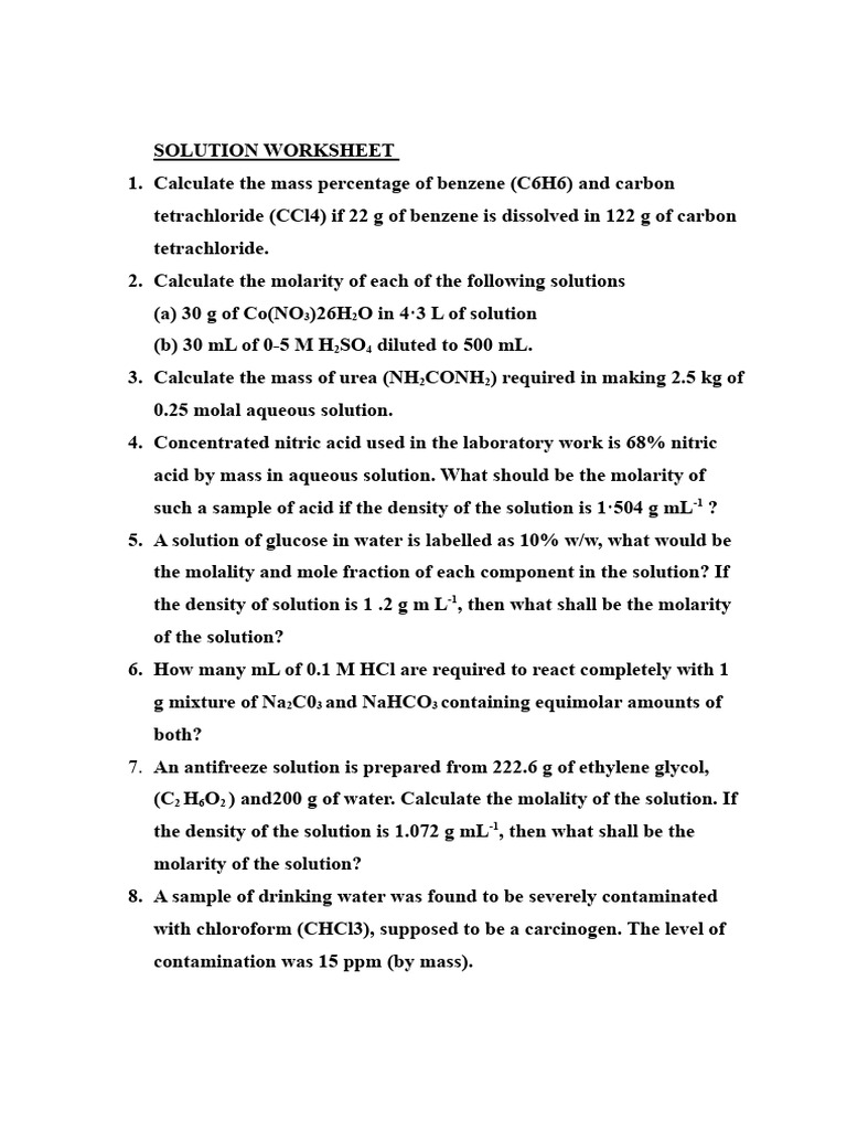 Solution Worksheet | PDF | Cooking, Food & Wine