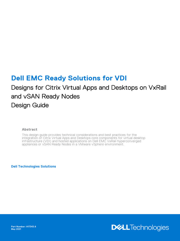 VDI Solutions on VxRail and vSAN Nodes | PDF | Desktop Virtualization ...