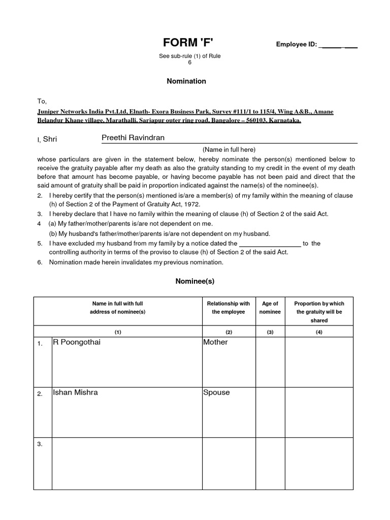 India-Form F Nomination 2017 | PDF | Justice | Crime & Violence
