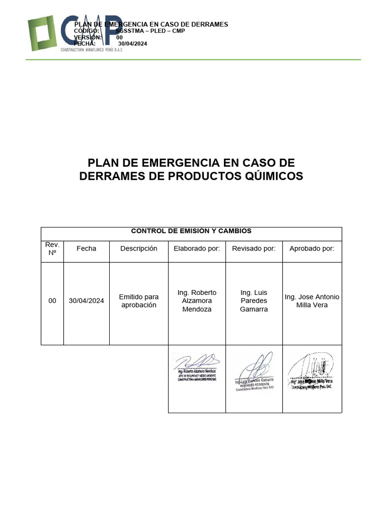 PLAN DE EMERGENCIA EN CASO DE DERRAMES | Descargar gratis PDF ...