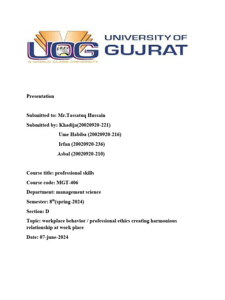 Presentation Document Professional Skills | PDF | Leadership ...