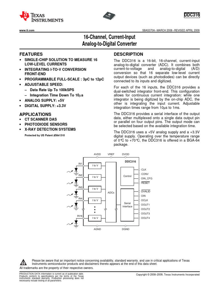 DDC 316 | PDF | Analog To Digital Converter | Manufactured Goods