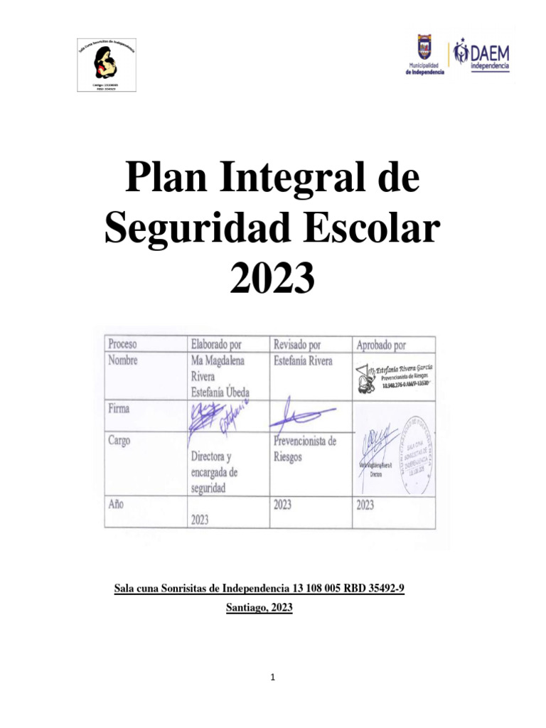 Plan Integral de Emergencia Escolar Pise 2023, Sncae | PDF | Abuso ...