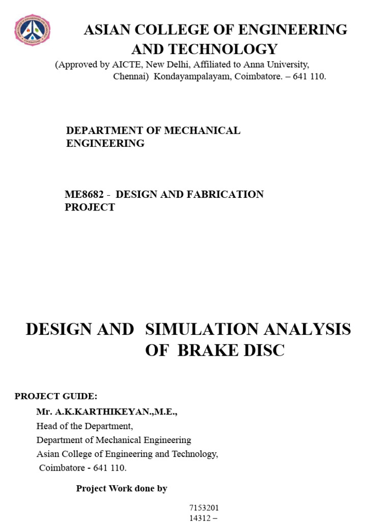 Brake Disc Design and Thermal Analysis | PDF | Composite Material | Brake