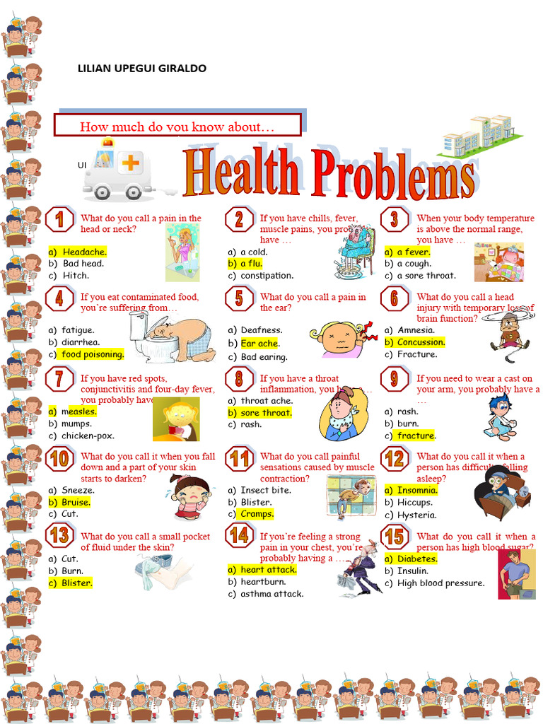 Common Health Conditions Quiz | PDF | Diseases And Disorders | Clinical ...