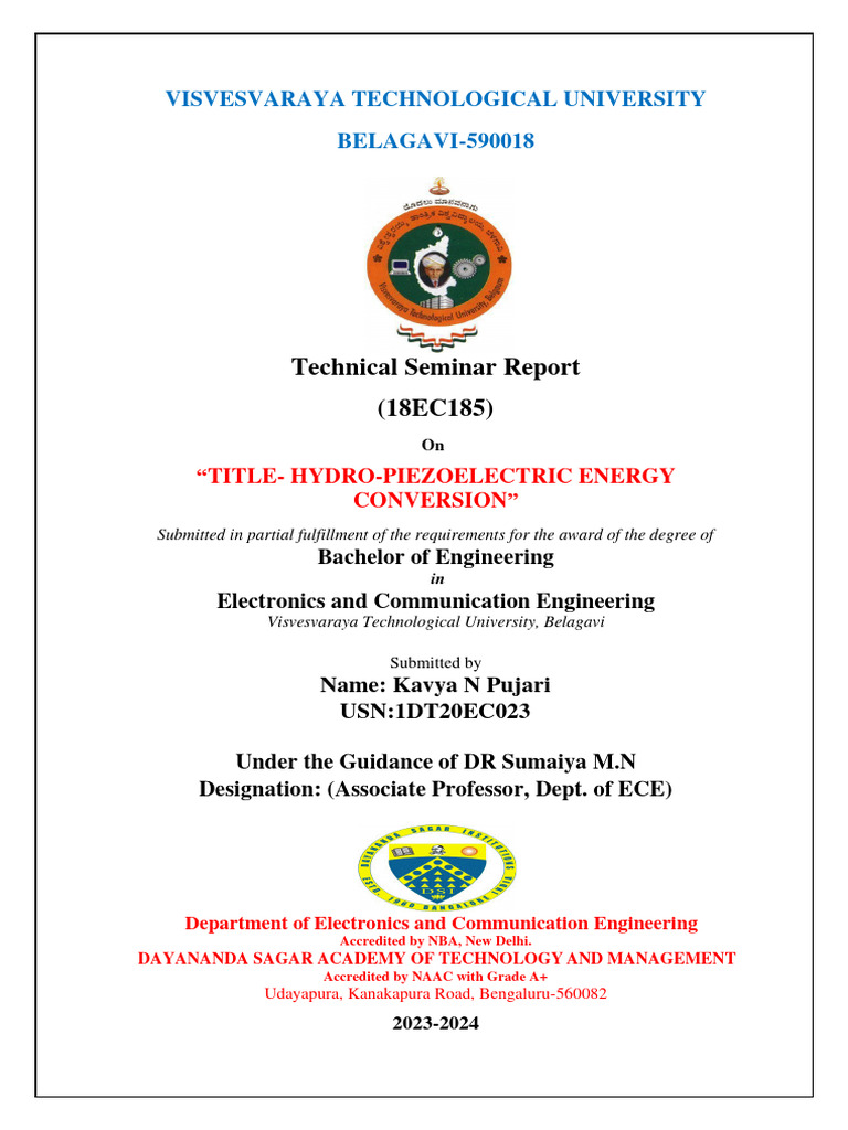 Hydro-Piezoelectric Energy Conversion Report | PDF | Energy Harvesting ...