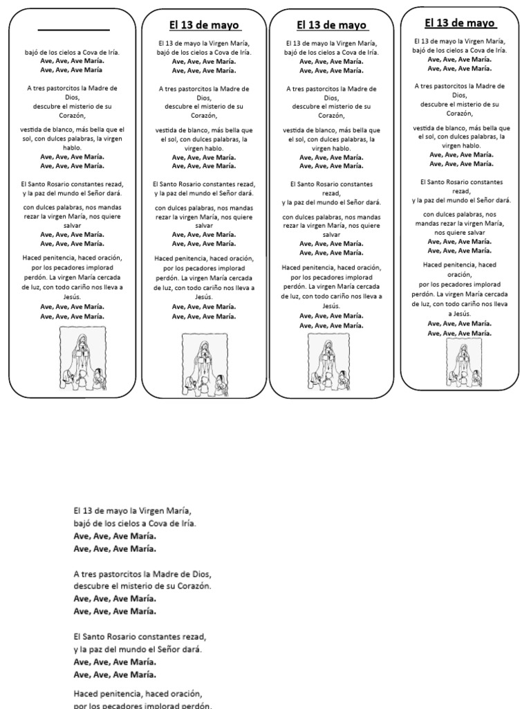 Oraciones y Canciones del 13 de Mayo | PDF | Oración | Rosario