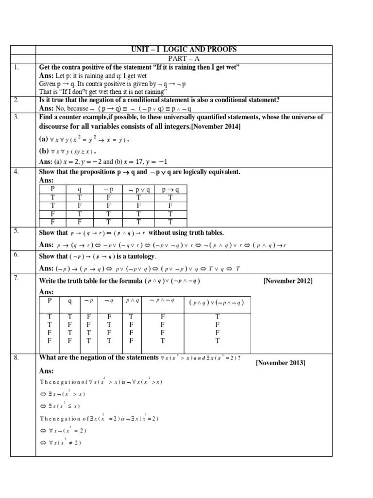 Discrete maths notes part a and b pdf mathematics mathematical logic