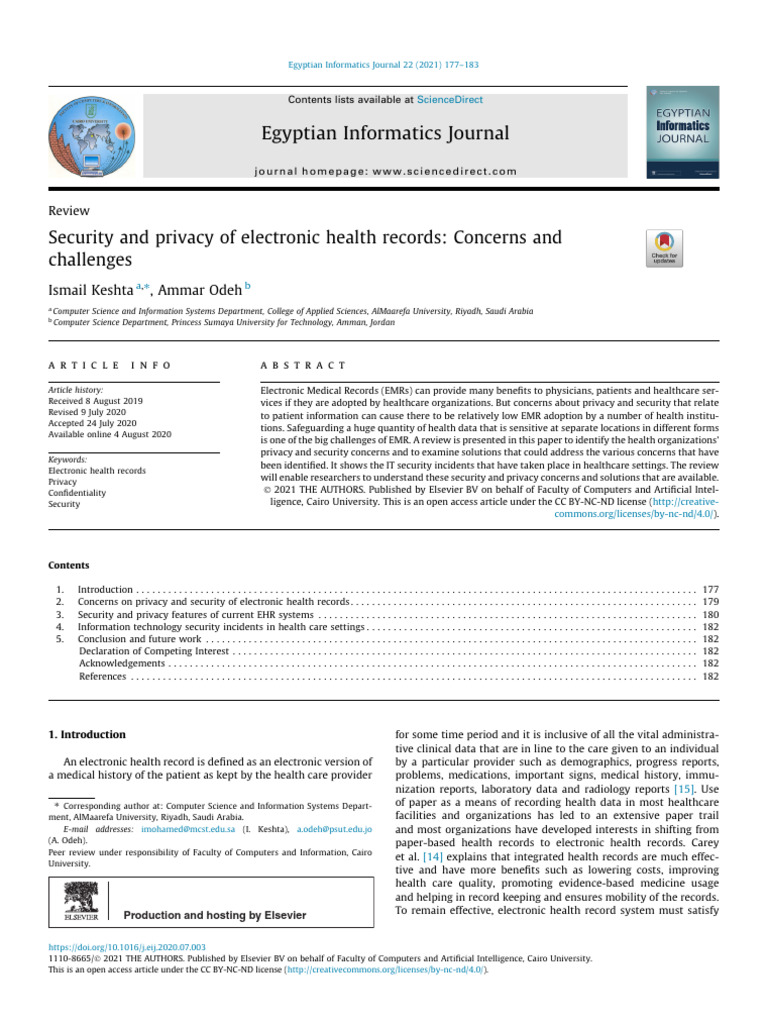 EHR Security and Privacy Challenges | PDF | Electronic Health Record ...