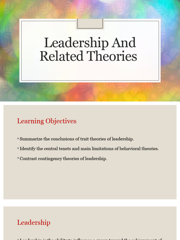 Leadership and Related Theories | PDF | Leadership | Transformational ...