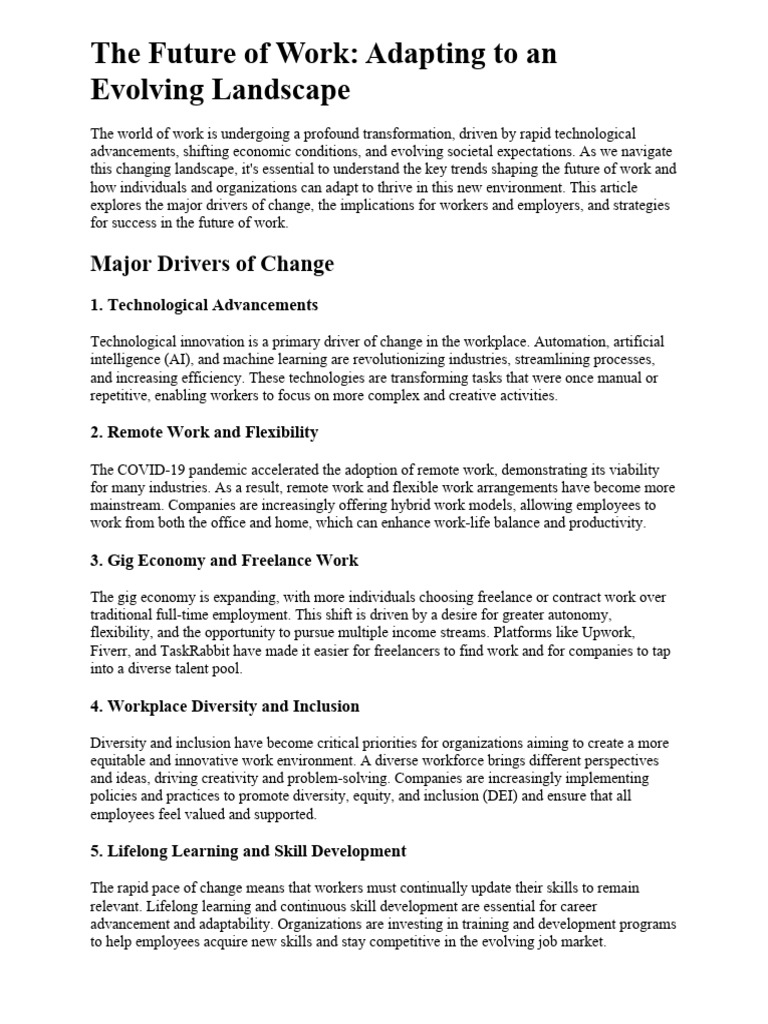 The Future Of Work Pdf Diversity Business Emotional Intelligence