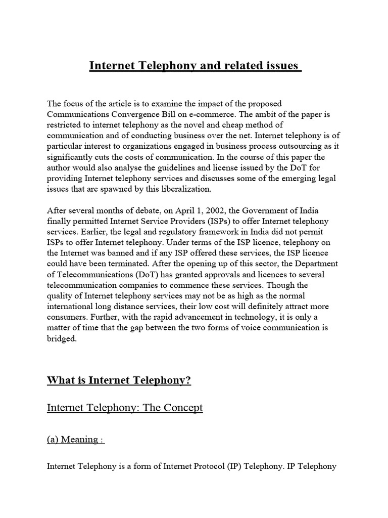 Internet Telephony Impact on E-Commerce | PDF | Voice Over Ip | Telephony