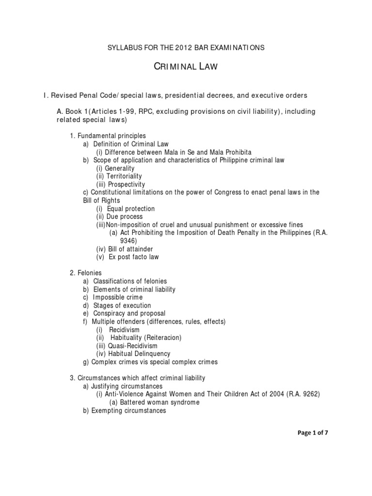 2012 Criminal Law Syllabus Applied Ethics Crimes