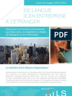 AILS Séjours Linguistiques - Cours D'anglais Et Stage en Entreprise 2012-2013