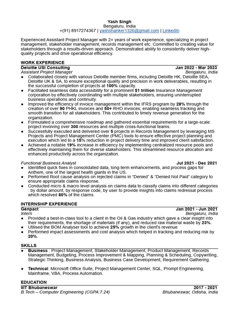 Assistant Project Manager Profile | PDF | Project Management | Business