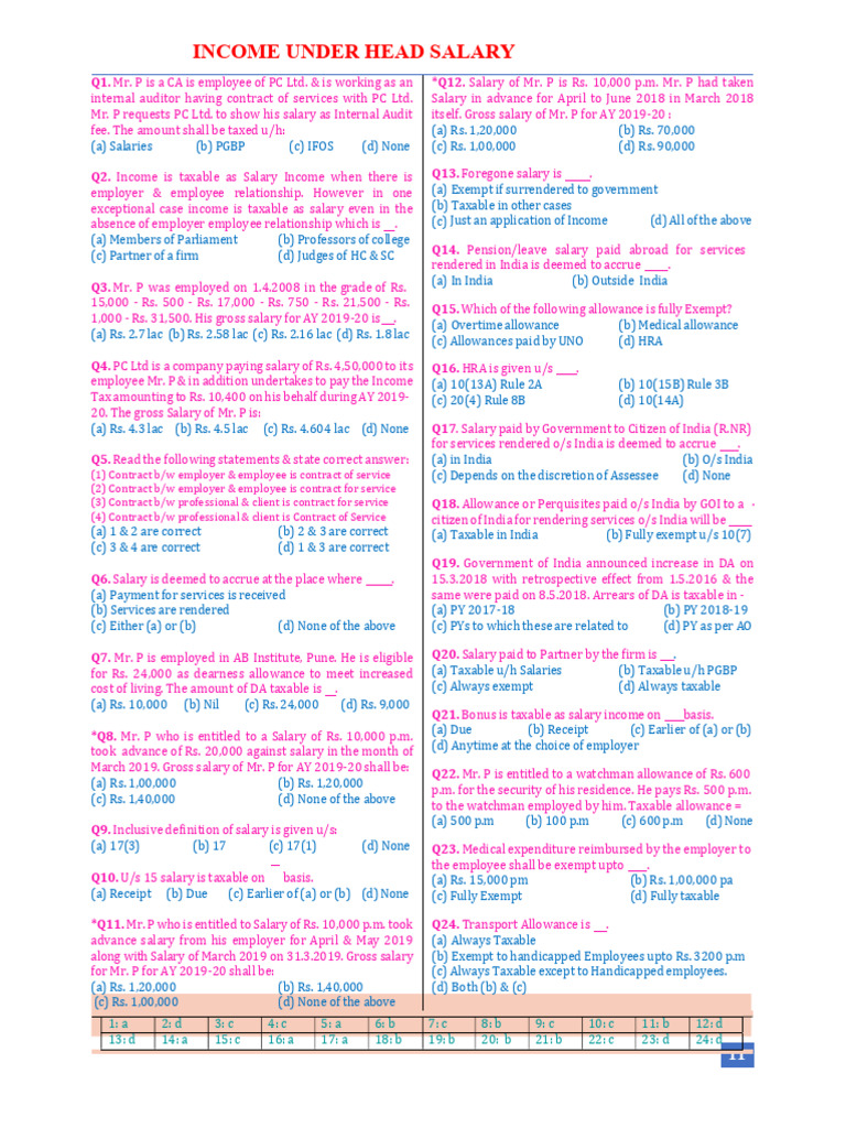 Salary MCQ | PDF | Cost Of Living | Employee Benefits