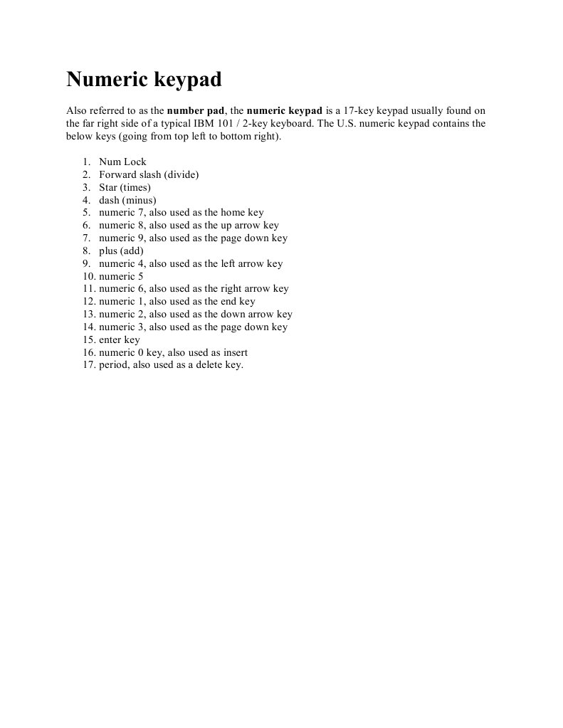 Numeric Keypad | PDF | Computers
