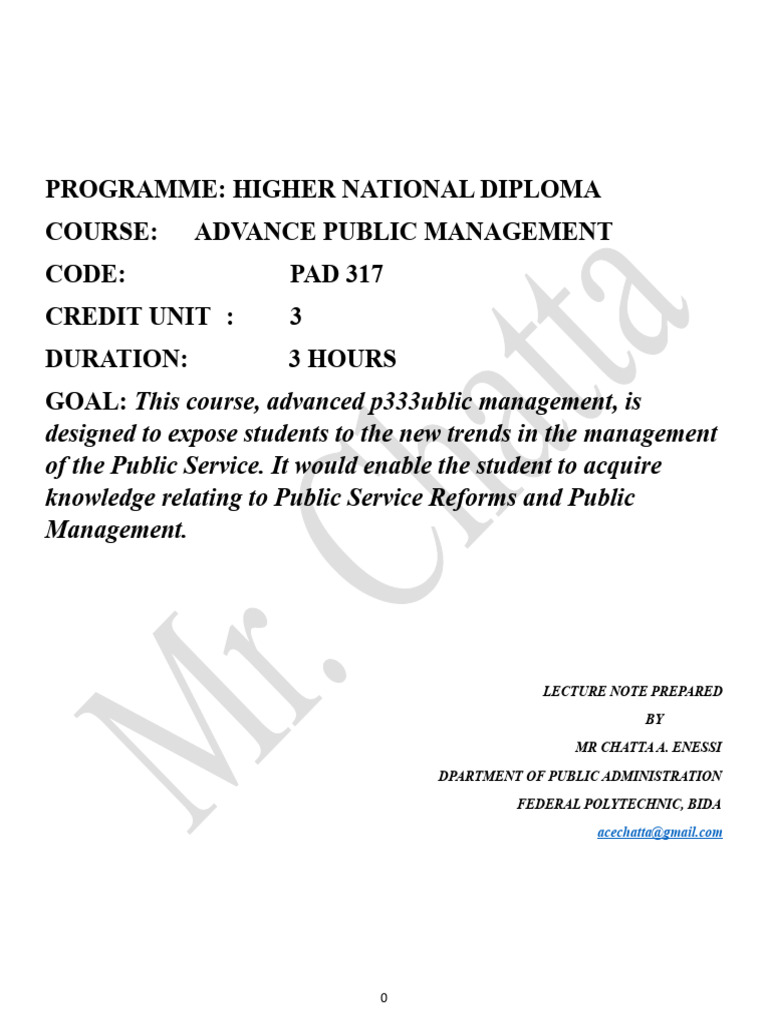 Advanced Public Management Overview | PDF | Public Administration ...