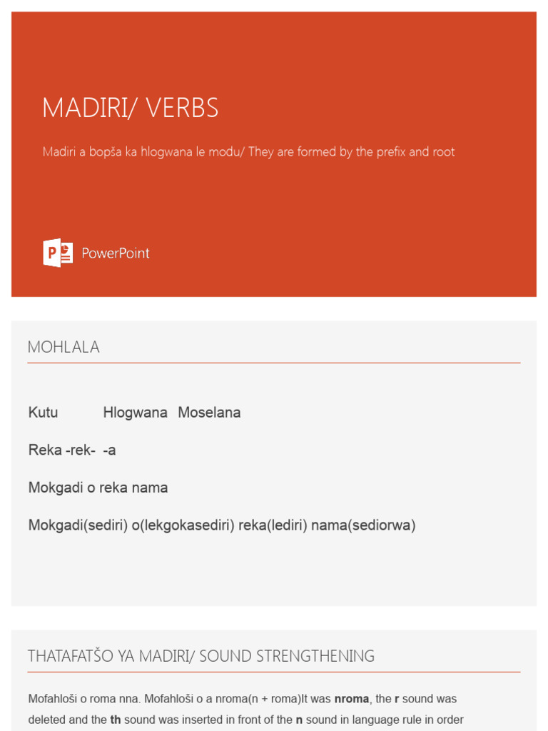 Understanding Verbs and Adverbs in Sepedi | PDF