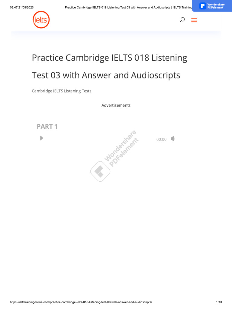 Practice cambridge ielts 018 listening test 03 with answer and