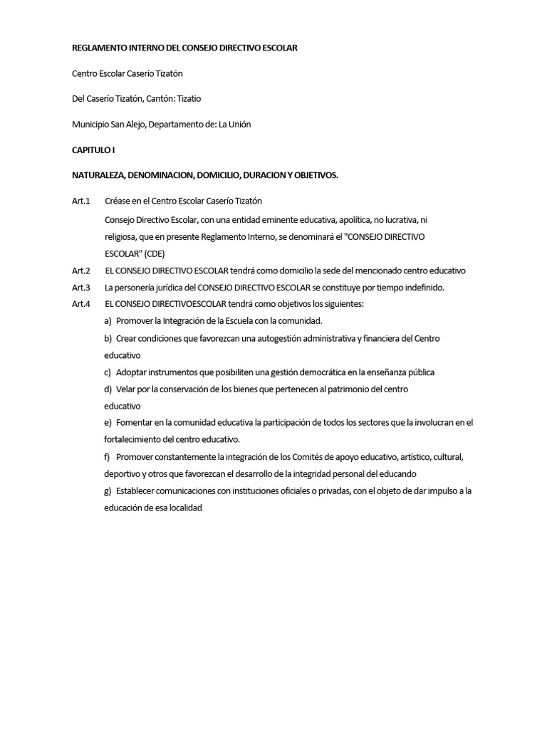 berta REGLAMENTO INTERNO DEL CONSEJO DIRECTIVO ESCOLAR | PDF | Escuelas ...