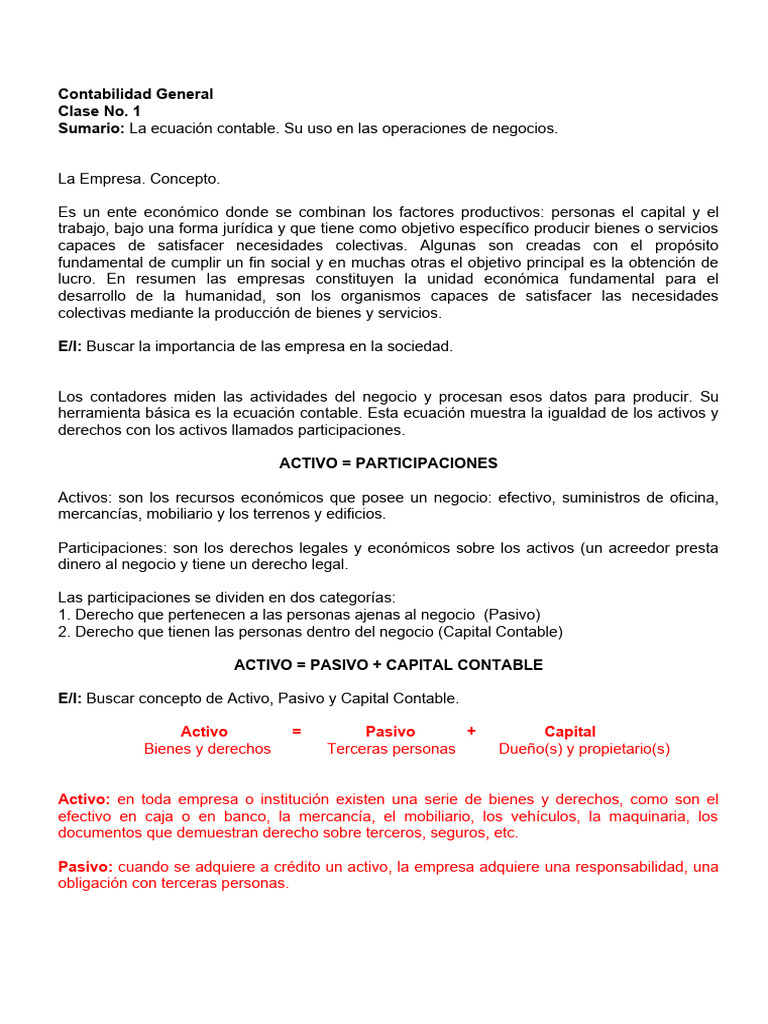 Clase No 1 Pdf Contabilidad Business