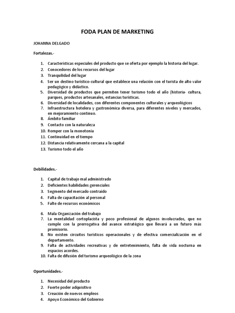 Foda Plan de Marketing | PDF | Turismo | Marketing