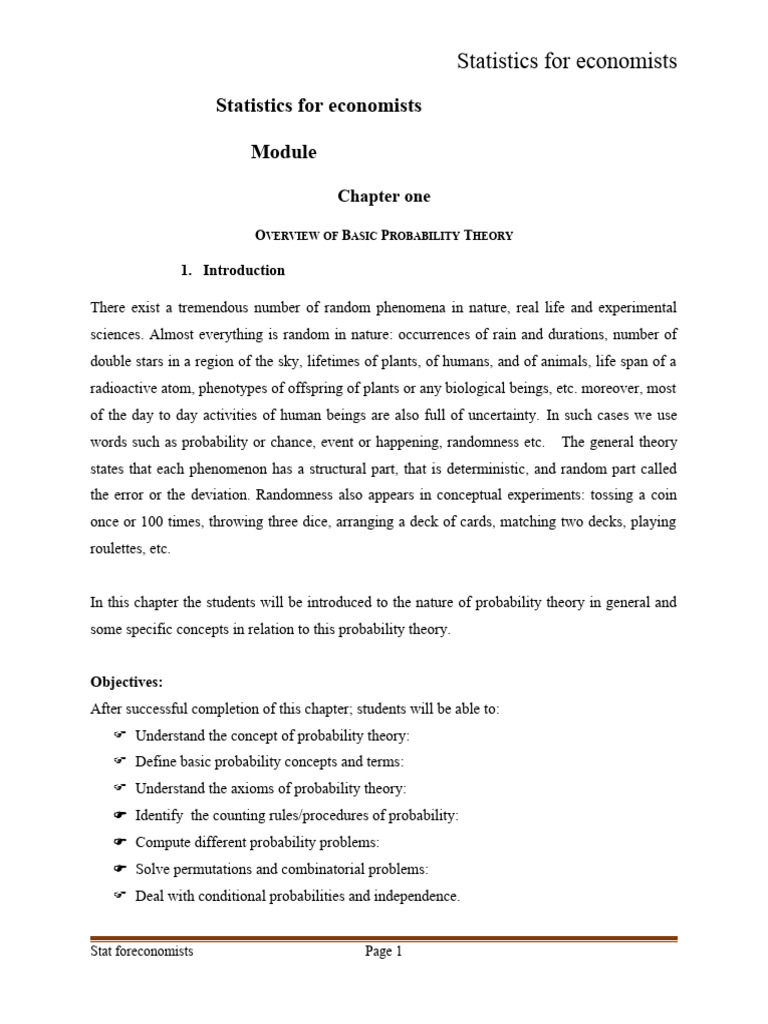 Statistics For Economists Module - Copy For Students | PDF ...
