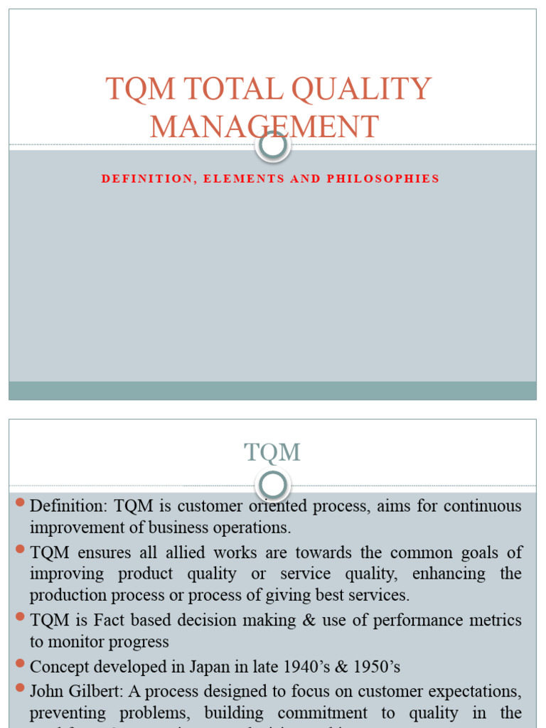 TQM Principles and Elements Overview | PDF | Quality (Business ...