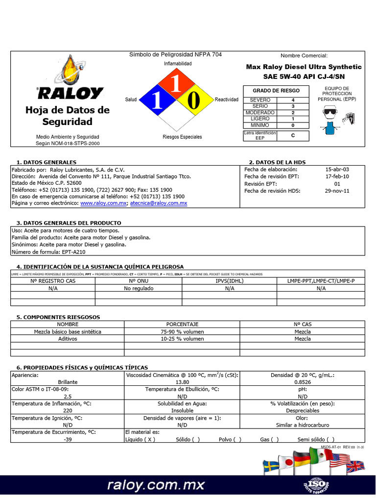 Max Raloy Diesel Ultra Synthetic SAE 5W-40 API CJ4-SN | PDF ...