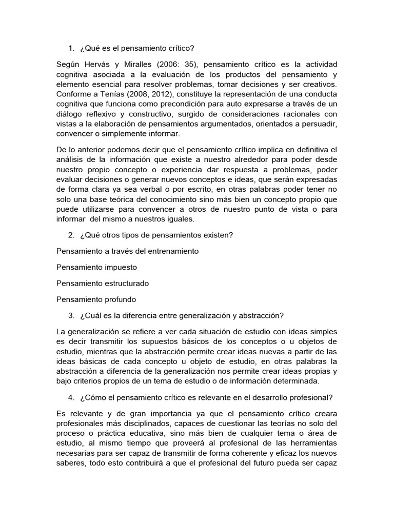Qué Es El Pensamiento Crítico | PDF | Relaciones personales, crianza y ...