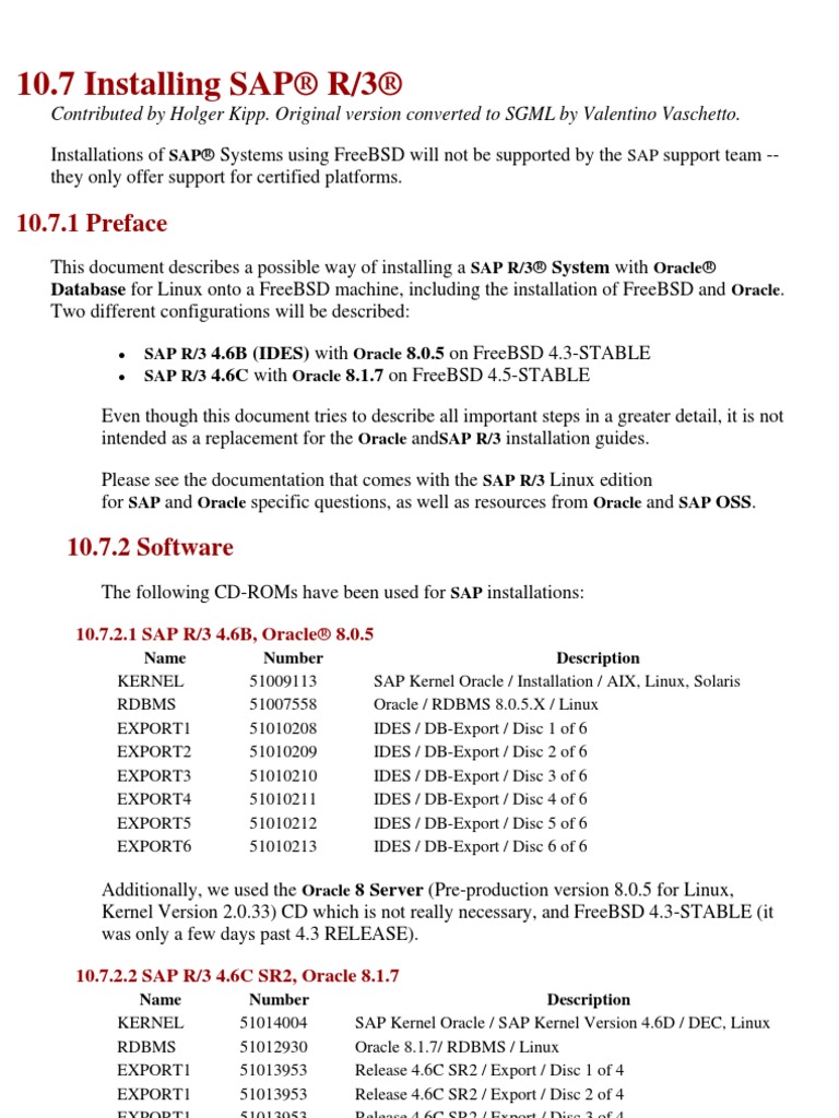 SAP R3 Ver 4 Installation | PDF | Oracle Database | Installation ...