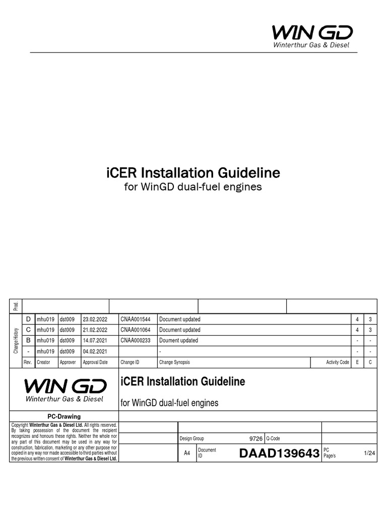 iCER Installation Guide for WinGD Engines | PDF | Valve | Turbocharger