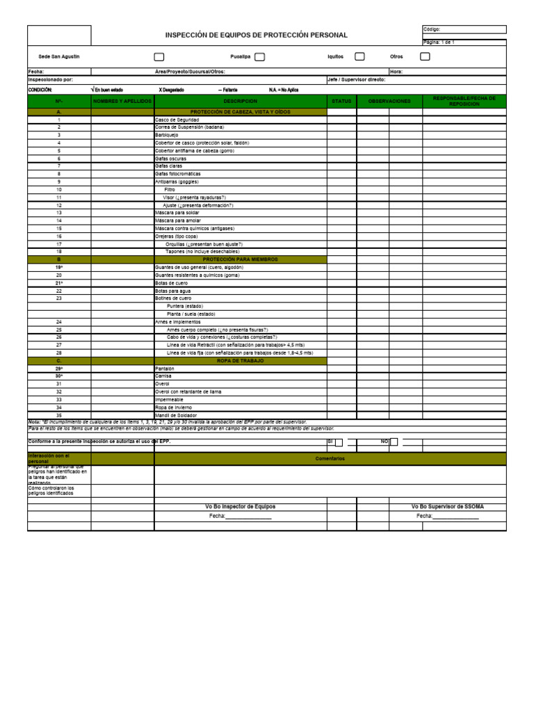 Inspección de EPP S | PDF