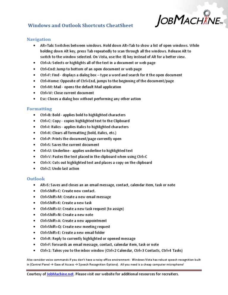 Recruiter Keyboard Shortcuts Guide | PDF | Finance & Money Management ...