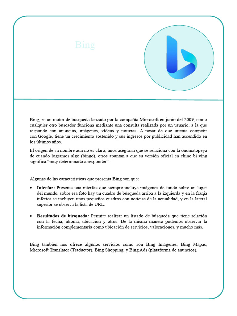 Bing: Motor de Búsqueda de Microsoft | PDF | Juegos y actividades
